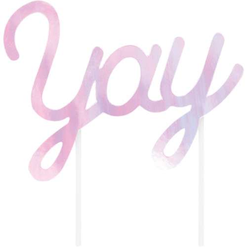 Iridescent Cake Topper - Yay - Click Image to Close